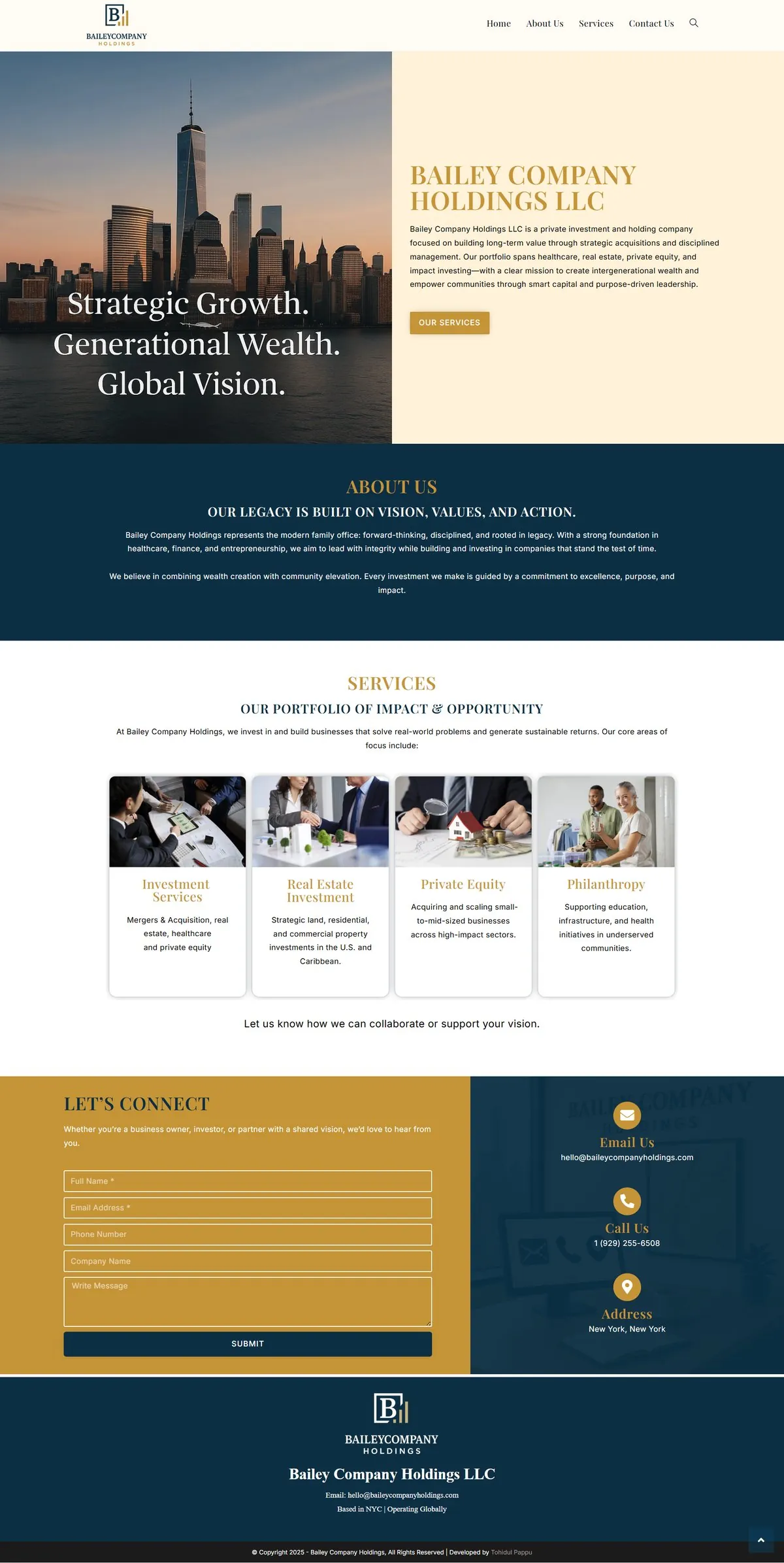 Bailey Company Holdings — Private Investment & Holding Company website by Tohidul Islam Pappu