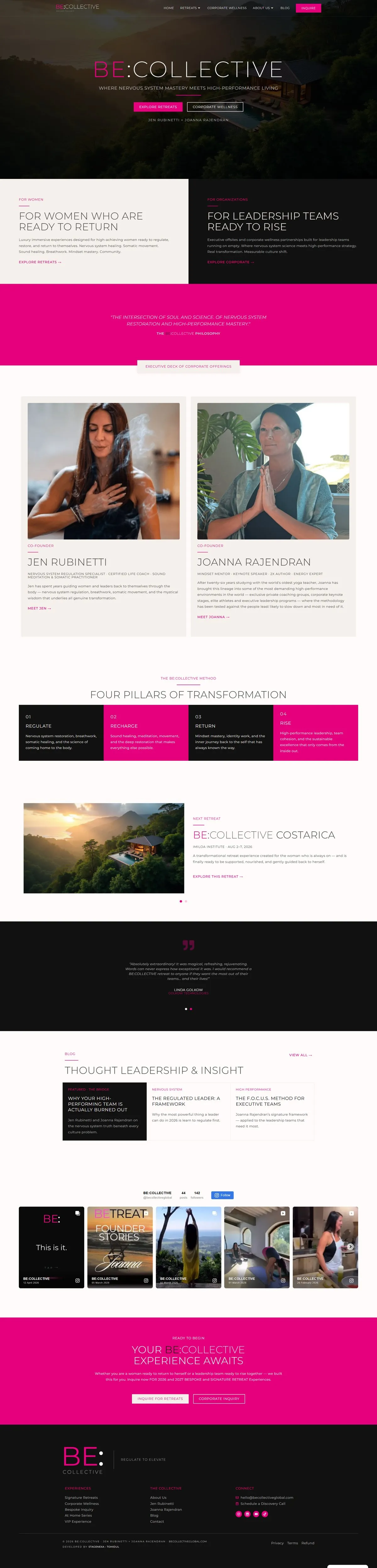 BE:COLLECTIVE — Luxury Wellness Retreat & Corporate Wellness website by Tohidul Islam Pappu