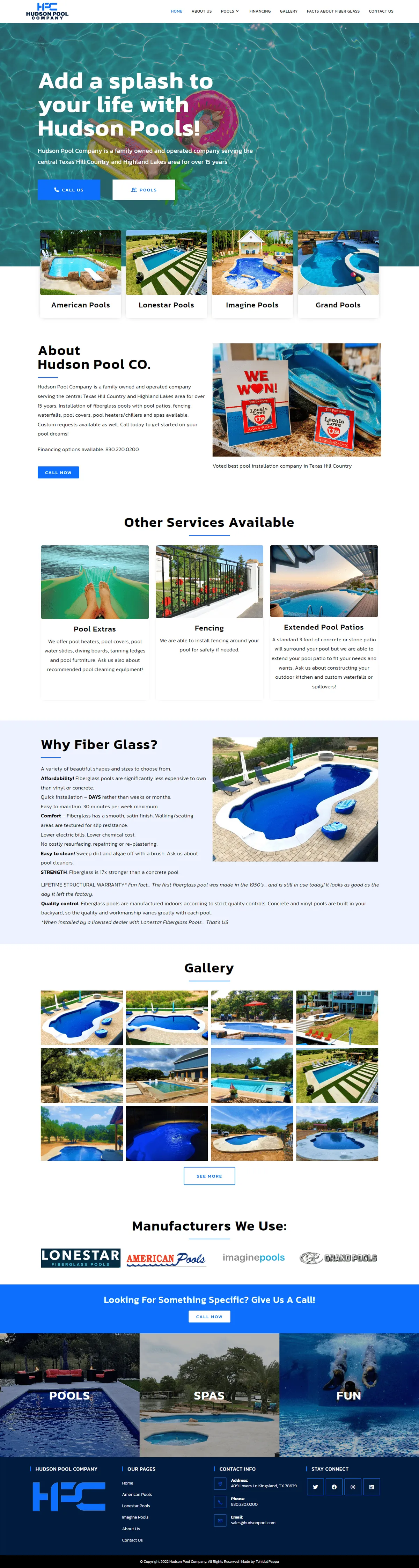 Hudson Pool — Local Services website by Tohidul Islam Pappu