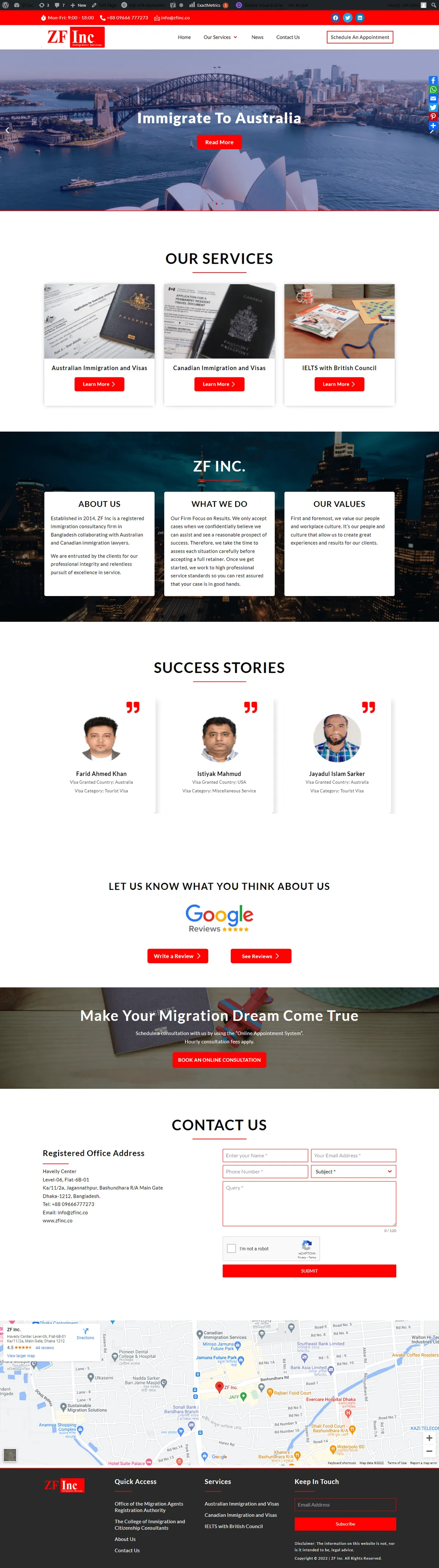 Zfinc — Immigration Service website by Tohidul Islam Pappu